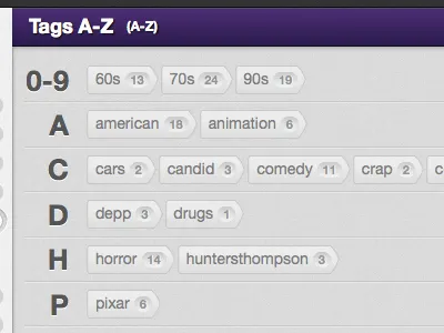 Filums Tags view border radius counter filums tags ui