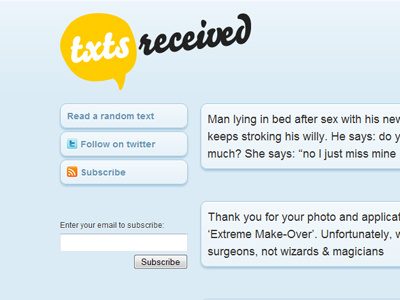 Txts Received blue css3 website