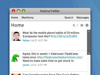 DestroyTwitter Theme: OS X application theme twitter ui