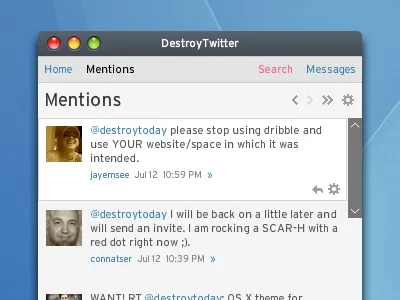 Dribbble Theme application theme twitter ui