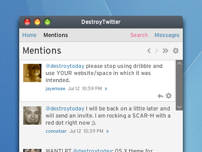 Dribbble Theme application theme twitter ui