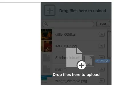 Support for File API asset drawer drag and drop html5 tender uploader