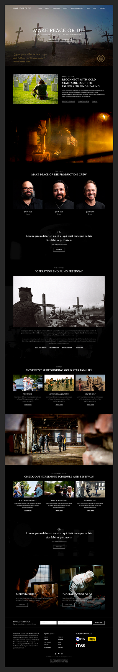 Make Peace or Die Film // Web Design art cinema cinematography film military movie veteran videography web design