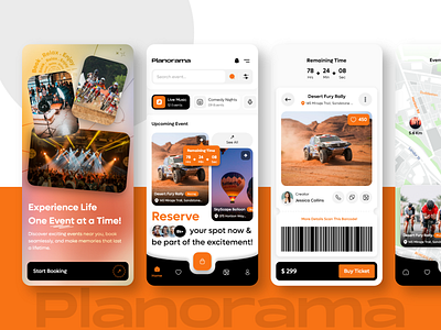 Panorama- Event Booking Mobile App Design app design app development booking app concert corporate event event event app event booking event management app graphic design illustration minimalist mobile app music online booking online ticket social event ticket ui ux