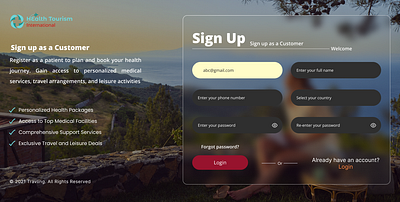 sign up page design