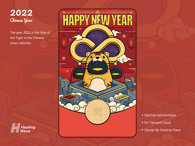 2022 Red envelope-the Year of the Tiger branding illustration new year red envelope the spring festival