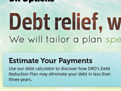 Stronger Debt Relief button calibri depth museo prelo condensed quicksand sky sun rays texture