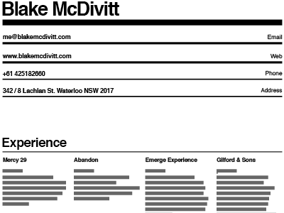 New Resume black grid print resume white