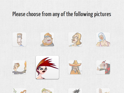 Avatar selection avatar css3 selection