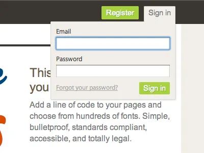 New Typekit Sign in black brown green tan typekit ui white