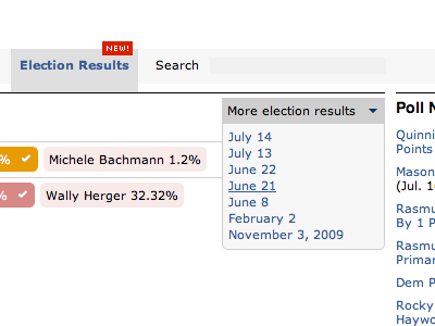 PollTracker Election Results selector elections grey grids verdana