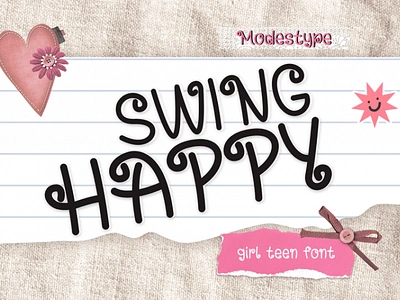 Swing Happy – Girl Teen Font branding children cute design display font font gaming girly handwriten handwritting movie playful poster youtube