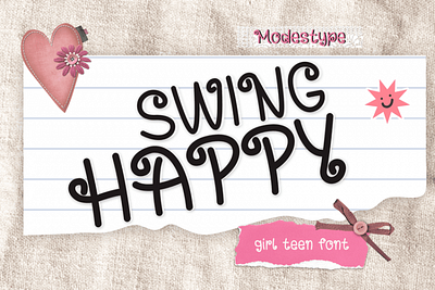 Swing Happy – Girl Teen Font branding children cute design display font font gaming girly handwriten handwritting movie playful poster youtube