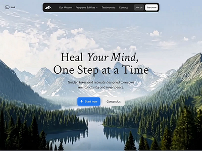 Nature Retreat Website animation desktop landing page minimalism nature ui ux website