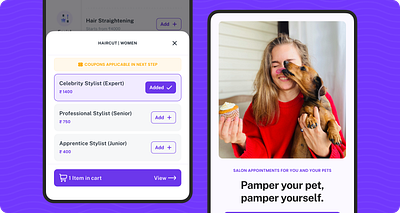 A pet- and self-care platform android app design beauty booking design ios pampering petcare salon selfcare uiux user interface
