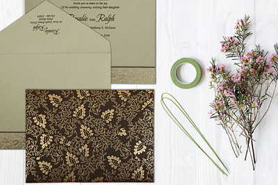 Brown Matte Paisley Themed - Screen Printed Wedding Invitation watercolor floral invitation