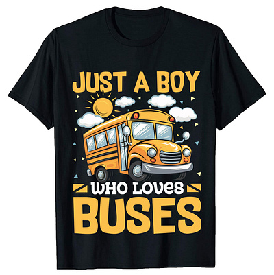 Just a boy who loves buses, School Bus t-shirt design. branding logo