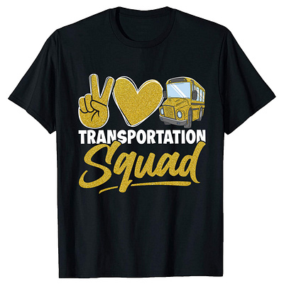 Transportation Squad, school bus love t-shirt design. branding graphic design logo