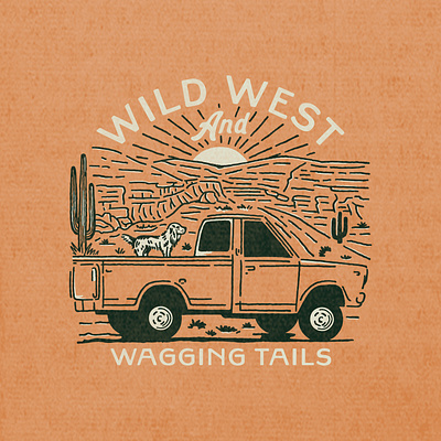 Wild West And Wagging Tails appareldesign badge bafgedesign branding graphic design illustration logo outdoor retrodesign vintage vintagedesign westernart