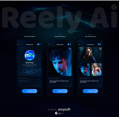 The mobile app named " Reely Ai" designed by Ansysoft adobephotoshop aimagic aipoweredapp aivideomaker bringmemoriestolife cherishedmemories digitalmemories dynamicvideo easytoedit lifestory memorykeeper memorymaker mobileapp newapp photoanimation phototovideo techinnovation transformyourphotos videoediting