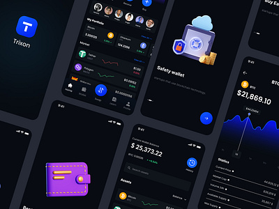 Crypto Wallet Mobile App Design app design blockchain blockchain app crypto swap cryptocurrency app investmen mobile finance payment app startup swap ui wallet