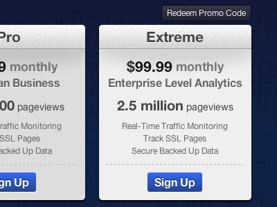 New Plans button gosquared livestats plans pricing sign up