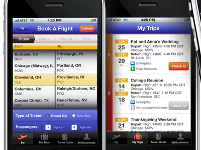 Southwest iPhone mockup app design exploration iphone mockup