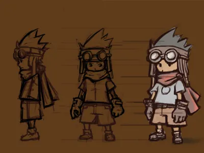 Orthographic character sketch