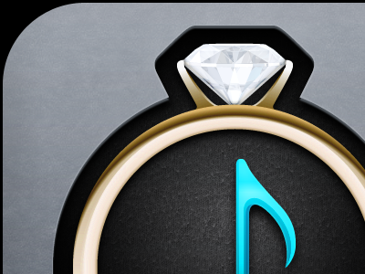 App Icon app application diamond dj gold grey icon ios iphoneapp music note ring texture wedding