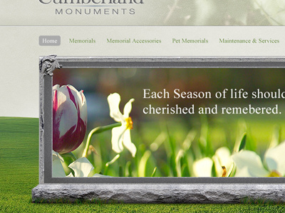 Monument Website flower green stone tan texture web design