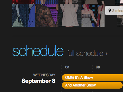 Schedule black blue gray orange schedule thumbnails tooltip white