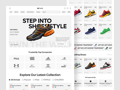 E-commerce Shoes Website Design design e commerce e commerce framer template ecommerce website design figma template figma uiux landing page design shoes ecommerce shoes landing page design shoes shop shoes website shoes website design ui web design website design