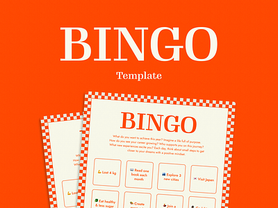 ✨Vision Board Bingo Template✨ ainidoodle bingo bingo sheet branding figma figma template free bingo sheet freebie graphic design orange retro ui