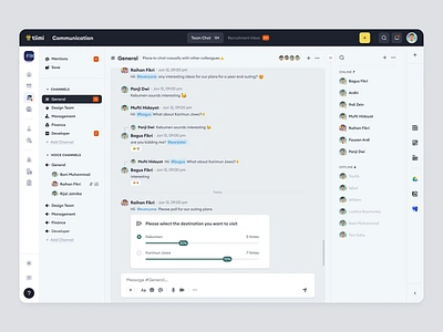 Tiimi: Team Communication Platform for SaaS HR Management chatting communication company employee hiring hr hrd hrm hrms human resources job product design saas saas design team management ui ux vote web app web design