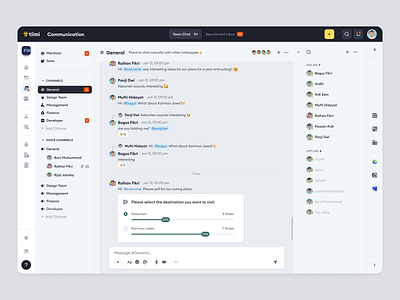 Tiimi: Team Communication Platform for SaaS HR Management chatting communication company employee hiring hr hrd hrm hrms human resources job product design saas saas design team management ui ux vote web app web design