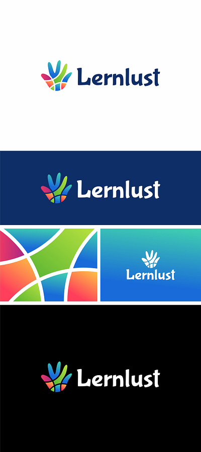 Lernlust logo branding colorful fimbird hand learn lernlust logo logodesigner