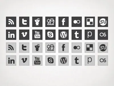 Square Social Icon Pack grey icons simple social square