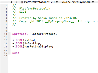 PlatformProtocol code framework game ios objective c osx si2d xcode