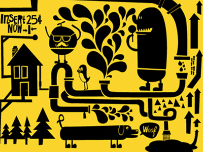 In a World of Make Believe fun handprinted illustration print screenprint