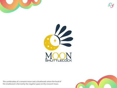 Moon Shuttlecock Logo athlete badminton brand design brand designer crescent logo design logo designer logo for sale logo idea logo inspiration logomark logotype moon night racket shuttlecock space sport star zzoe iggi