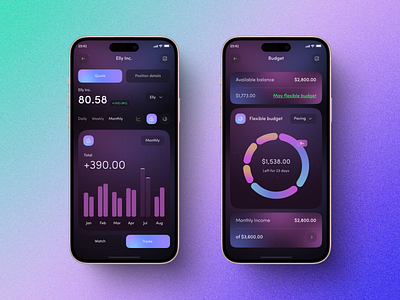 Finance Mobile App Design app design banking dark app design dark theme expenses management finance fintech mobile app money management