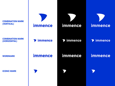 Immence Logo Design animation arrowlogo blackand whitelogo bluelogo branding combinationmark graphic design growthlogo iconicmarklogo immence immense logo trianglelogo ui vectorlogo whitelogo wordmarklogo