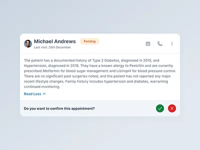 Appointment Management UI: Action Menu application appointment card ui ui kit ux