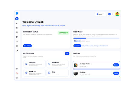 NextDNS: Redesigned UI dashboard figma minimal product design ui ux