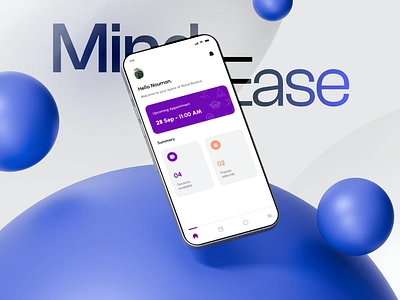 Mind Ease - A Therapy App UIUX Design app design app ui appointment booking app blue app design chat app dashboard design doctor app figma graphic design mental app minimal app design therapy app ui ux