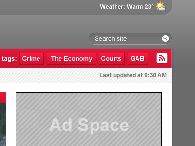 News Site Header arial header news red tags