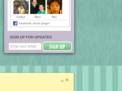 Sign Up for Updates button green purple stripes yellow