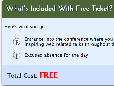 Ticket Option Layout for 2011 Dabrook.org Student Conference conference events high school webucation