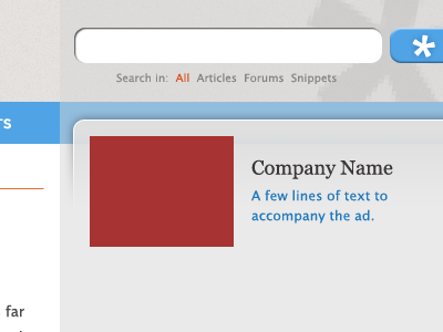 Top of Sidebar advertising search sidebar