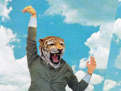 Roar blue collage sky tiger